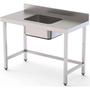 Mesa de Trabajo Acero Inoxidable Mural Sin Estante y Con Cubeta Central 1600x700x850h mm  WTW17016CB0
