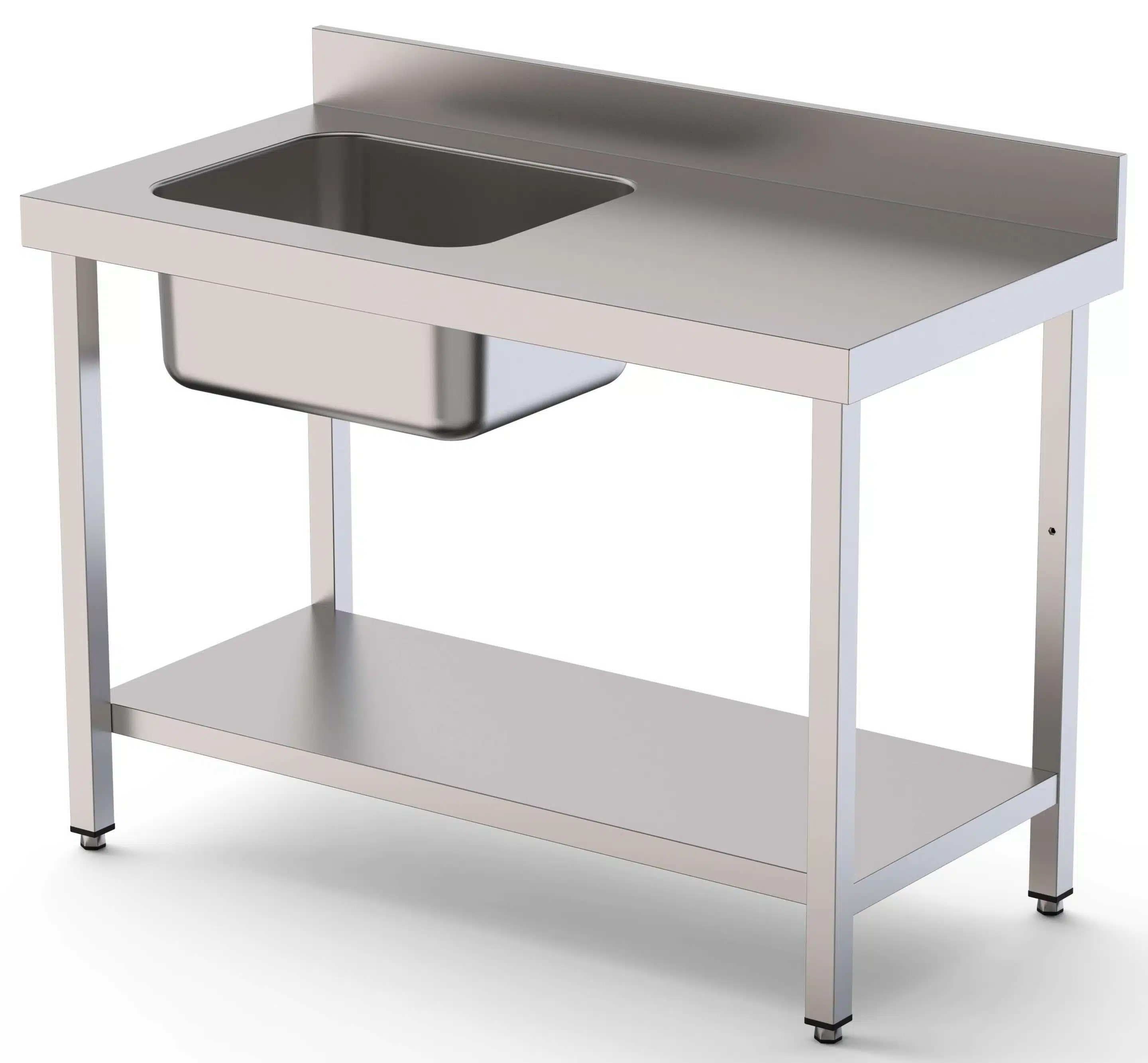 Mesa de Trabajo Acero Inoxidable Mural Con Estante y Con Cubeta a la izquierda 2000x700x850h mm  WTW17020LB1