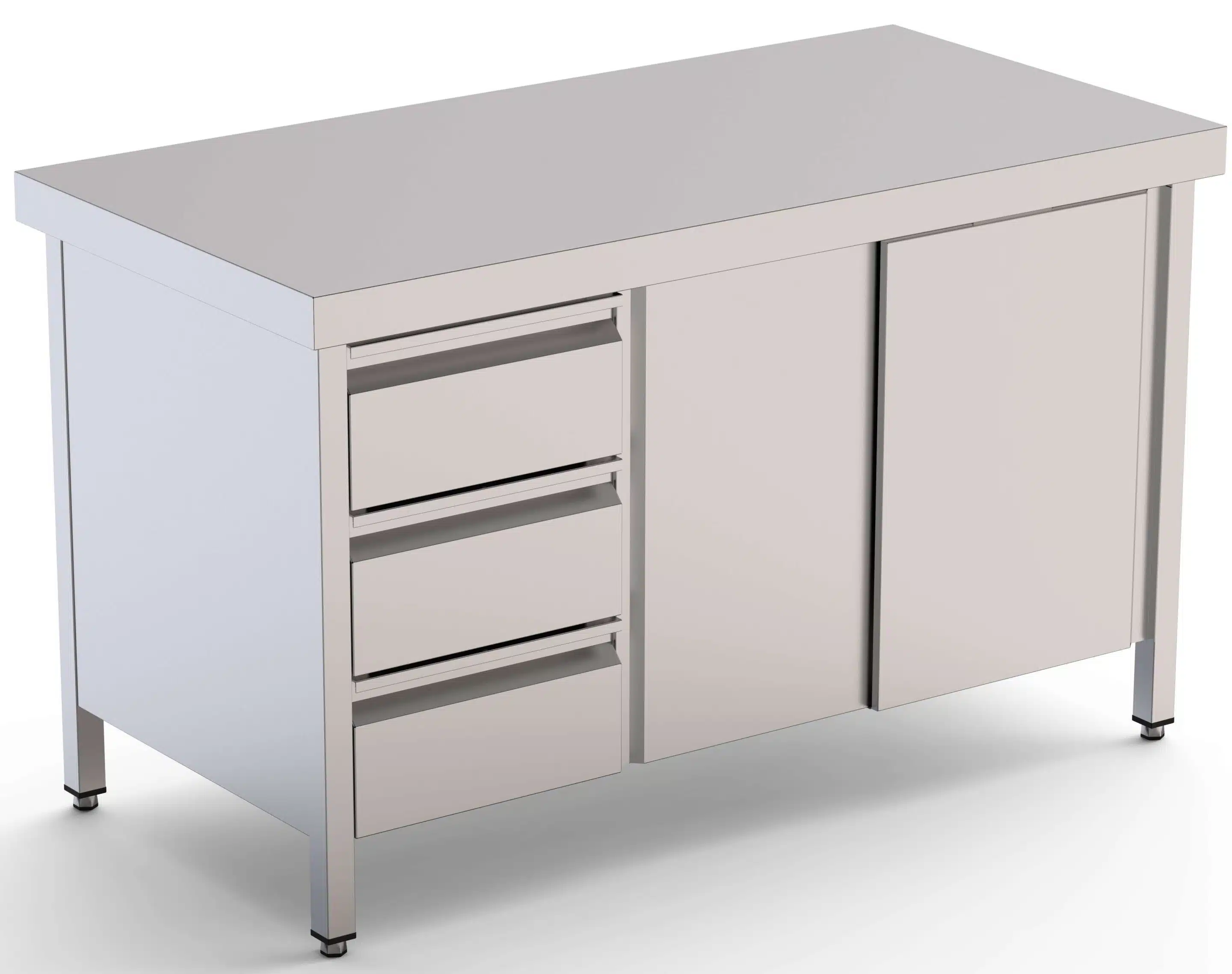 Mesa de Trabajo Acero Inoxidable Central Con Cajones a la Izquierda 2000x600x850h mm WTC16020DDL