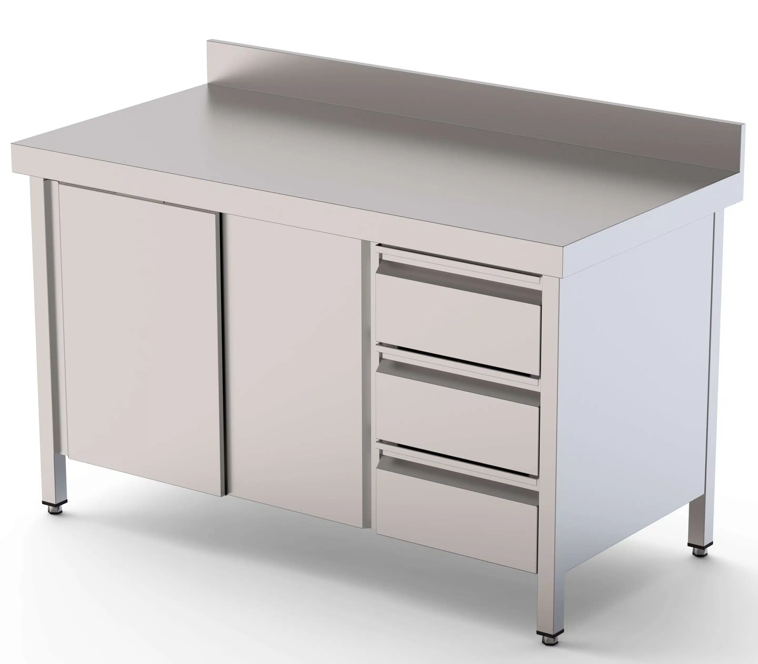 Mesa de Trabajo Acero Inoxidable Mural Con Cajones a la Derecha 2200x600x850h mm WTW16022DDR