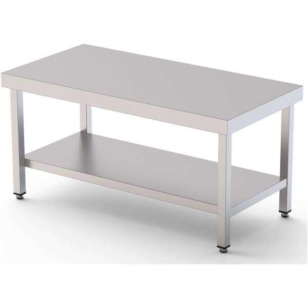 Mesa de Trabajo Acero Inoxidable Baja Central Con 1 Estante 800x600x600h mm WTC260080S1