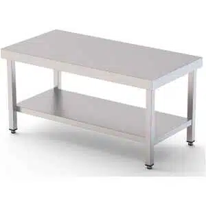 Mesa de Trabajo Acero Inoxidable Baja Central Con 1 Estante 900x700x600h mm WTC270090S1
