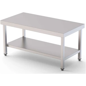 Mesa de Trabajo Acero Inoxidable Baja Central Con 1 Estante 1600x700x600h mm WTC270160S1