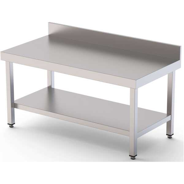 Mesa de Trabajo Acero Inoxidable Baja Mural Con 1 Estante 2800x700x600h mm WTW270280S1