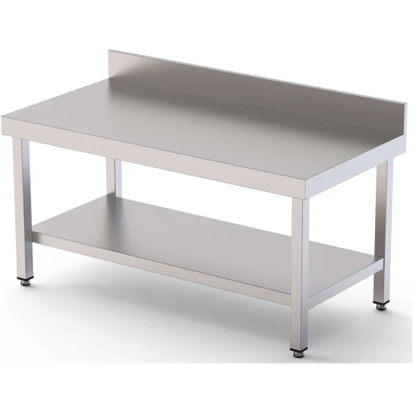 Mesa de Trabajo Acero Inoxidable Baja Mural Con 1 Estante 2800x700x600h mm WTW270280S1