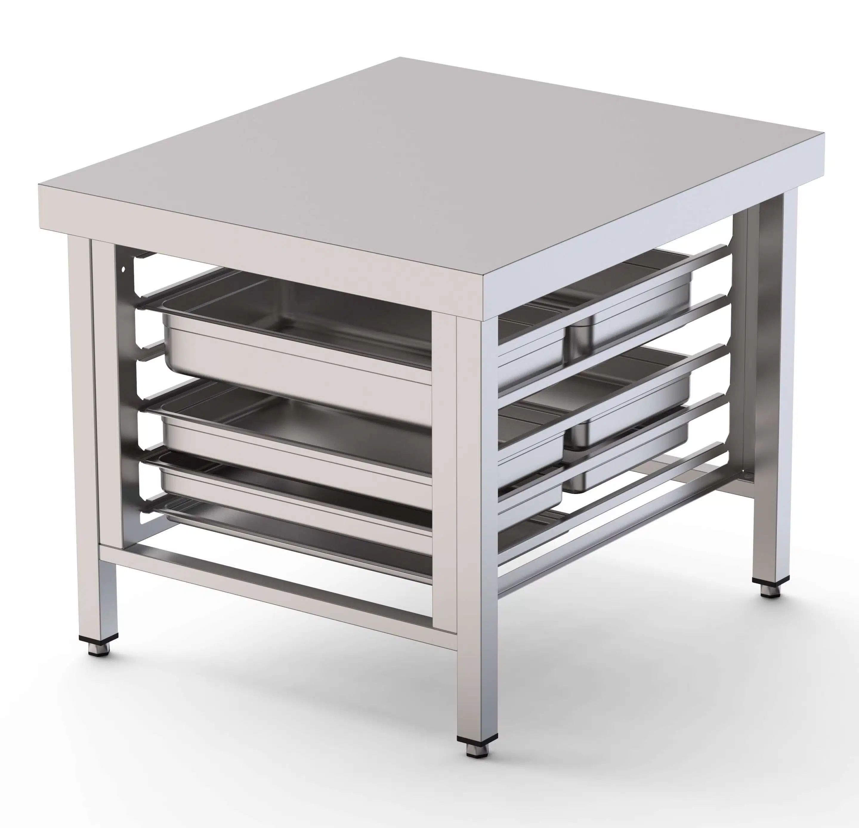 Mesa de Soporte Acero Inoxidable Para Hornos Con 6 Guias GN2/1 850x750x700h mm WTC085GN11O