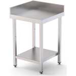 Mesa de Trabajo Acero Inoxidable Angular Para Composiciones en L Con 1 Estante 600x600x850h mm WTW160060C1