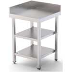 Mesa de Trabajo Acero Inoxidable Angular Para Composiciones en L Con 2 Estante 600x700x850h mm WTW170060C2
