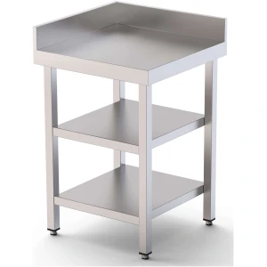 Mesa de Trabajo Acero Inoxidable Angular Para Composiciones en L Con 2 Estante 600x700x850h mm WTW170060C2