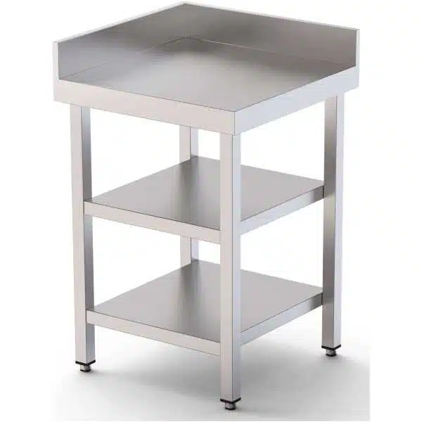 Mesa de Trabajo Acero Inoxidable Angular Para Composiciones en L Con 2 Estante 600x700x850h mm WTW170060C2