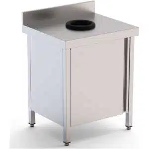 Mesa de Trabajo Acero Inoxidable Mural Con Puerta y Aro Desbarazado 700x700x850h mm WTW170070WD