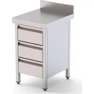 Mesa de Trabajo Acero Inoxidable Mural Con Cajones 500x600x850h mm WTW160050D3