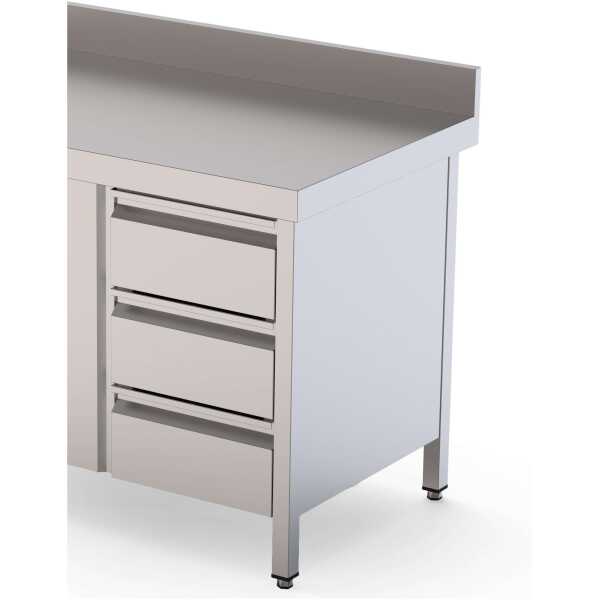 Módulo de 3 Cajones Acero Inoxidable Para Mesa Fondo 600 400x510x590h mm WTA060040D3