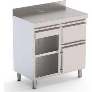 Mueble Cafetero Acero Inoxidable Con Tolva a la Derecha