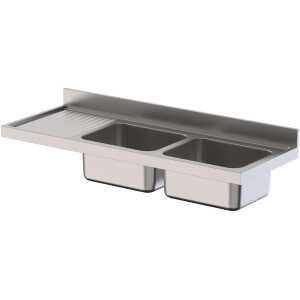 Fregadero Acero Inoxidable 2 Cubas Izquierda Fondo 600 Sin Mueble 1400x600x250h mm IS1614L2000