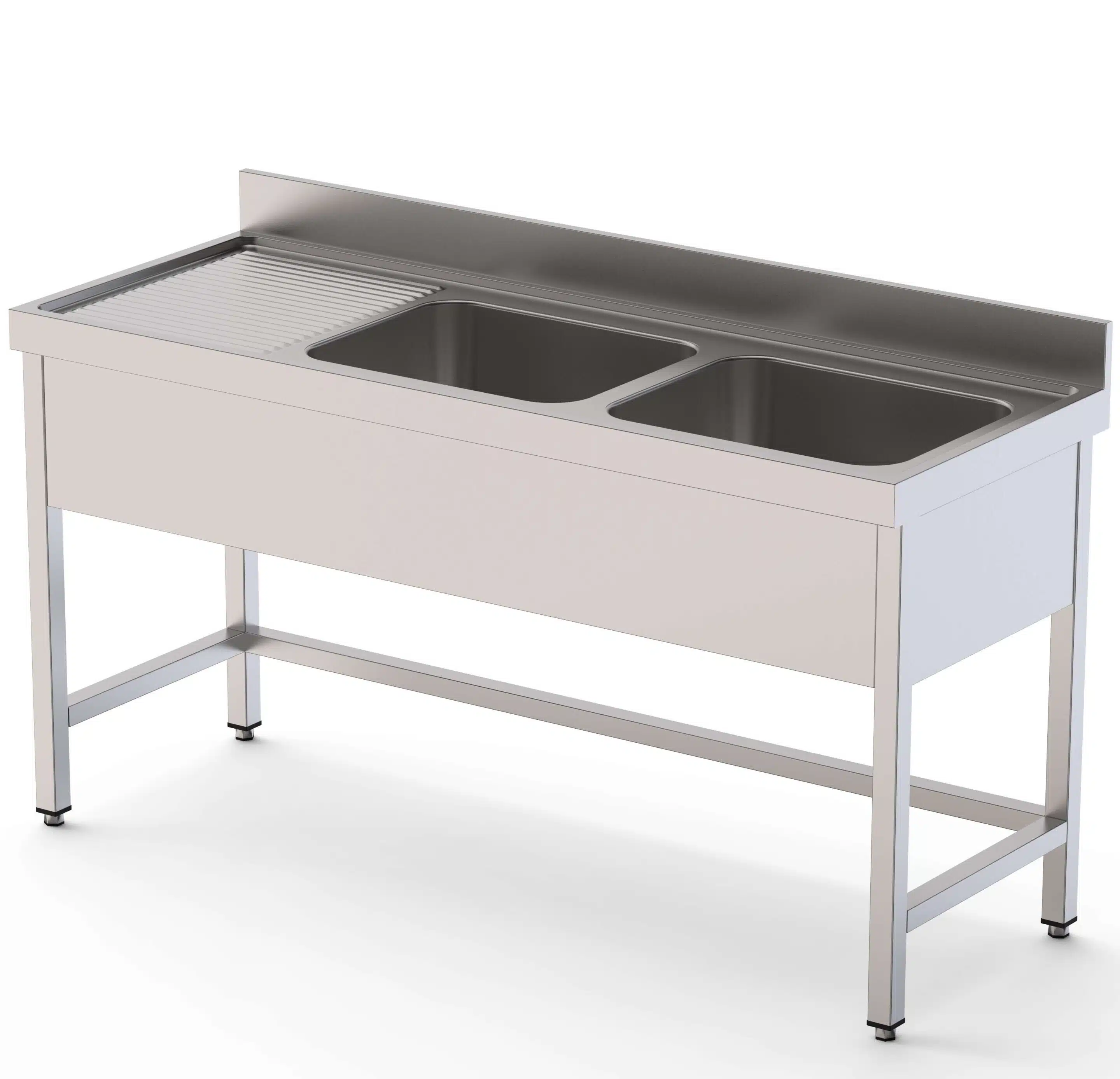 Fregadero Acero Inoxidable 2 Cubas Fondo 600 Con Mueble Sin Estante 1200x600x850h mm IS1612C20S0