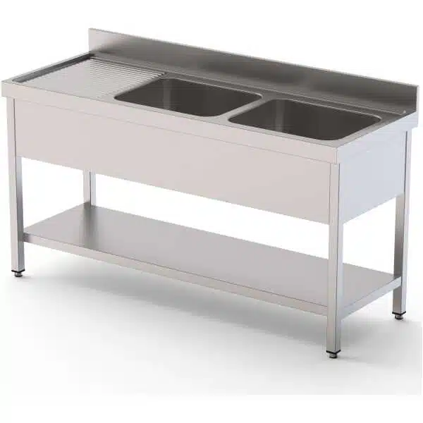 Fregadero Acero Inoxidable 1 Cuba Izquierda Fondo 600 Con Mueble Con Estante 1200x600x850h mm IS1612L10S1