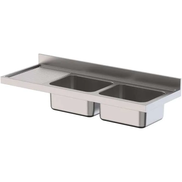 Fregadero Acero Inoxidable 2 Cuba Fondo 700 Sin Mueble 1400x700x300h mm IS1714C2000