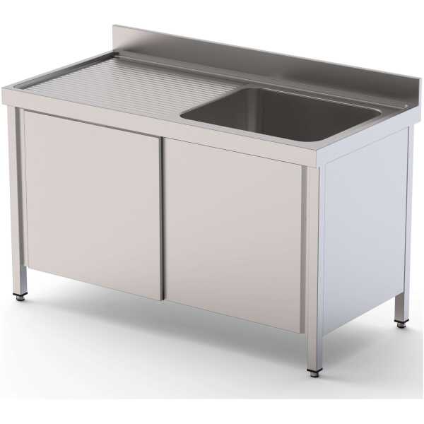 Fregadero Acero Inoxidable 2 Cubas Fondo 600 Con Puertas Correderas 1000x600x850h mm IS1610C20SD