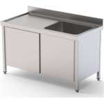 Fregadero Acero Inoxidable 2 Cubas Izquierda Fondo 700 Con Puertas Correderas 2000x700x850h mm IS1720L20SD