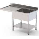Fregadero Acero Inoxidable 1 Cuba Izquierda Para Lavavajillas Fondo 600 Con Estante 1200x600x850h mm IS1612L1DW1