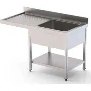 Fregadero Acero Inoxidable 1 Cuba Derecha Para Lavavajillas Fondo 600 Con Estante 1200x600x850h mm IS1612R1DW1