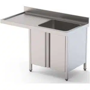 Fregadero Acero Inoxidable 2 Cubas Izquierda Para Lavavajillas Fondo 600 Con Puertas Correderas 1800x600x850h mm IS1618L2DWD