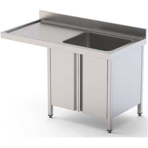 Fregadero Acero Inoxidable 1 Cuba Derecha Para Lavavajillas Fondo 700 Con Puertas 1200x700x850h mm IS1712R1DWD