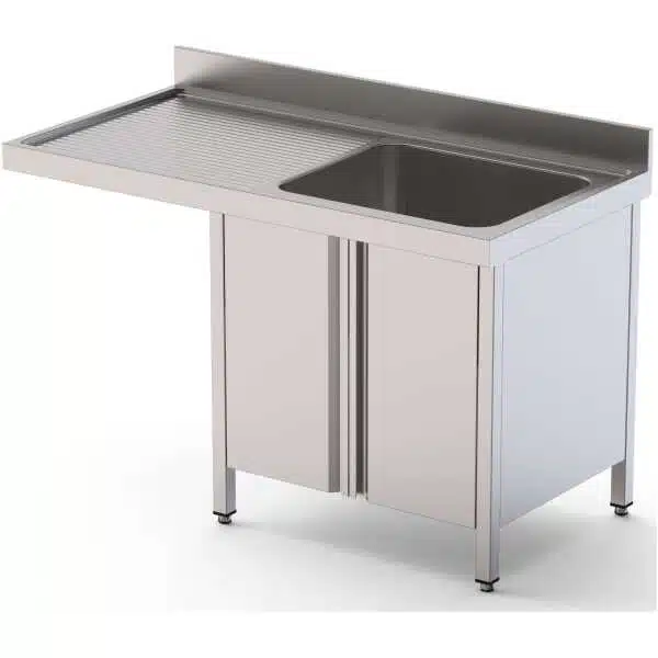 Fregadero Acero Inoxidable 1 Cuba Derecha Para Lavavajillas Fondo 700 Con Puertas 1200x700x850h mm IS1712R1DWD