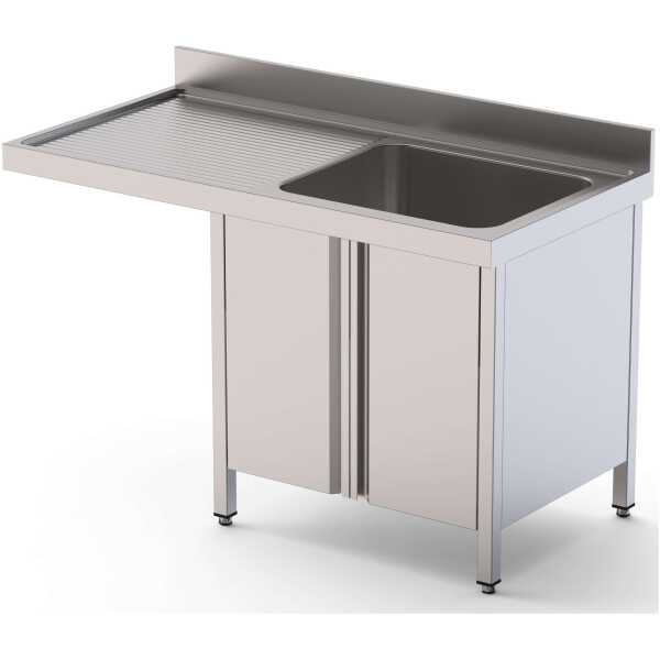 Fregadero Acero Inoxidable 2 Cubas Derecha Para Lavavajillas Fondo 700 Con Puertas Correderas 1800x700x850h mm IS1718R2DWD