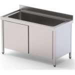 Fregadero Gran Capacidad Acero Inoxidable 1 Cuba Izquierda Fondo 700 Con Mueble Con Puertas 1600x700x850h mm IS1716L1HCSD