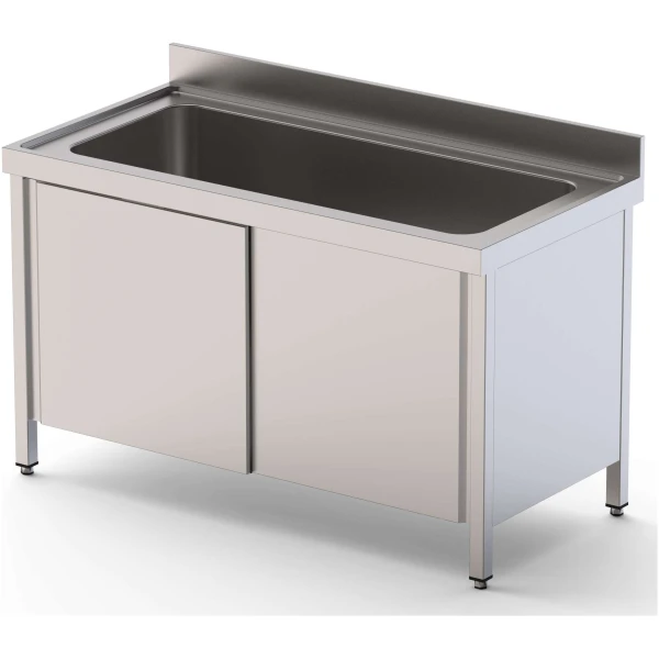 Fregadero Gran Capacidad Acero Inoxidable 2 Cubas Fondo 700 Con Mueble Con Puertas 1800x700x850h mm IS1718C2HCSD
