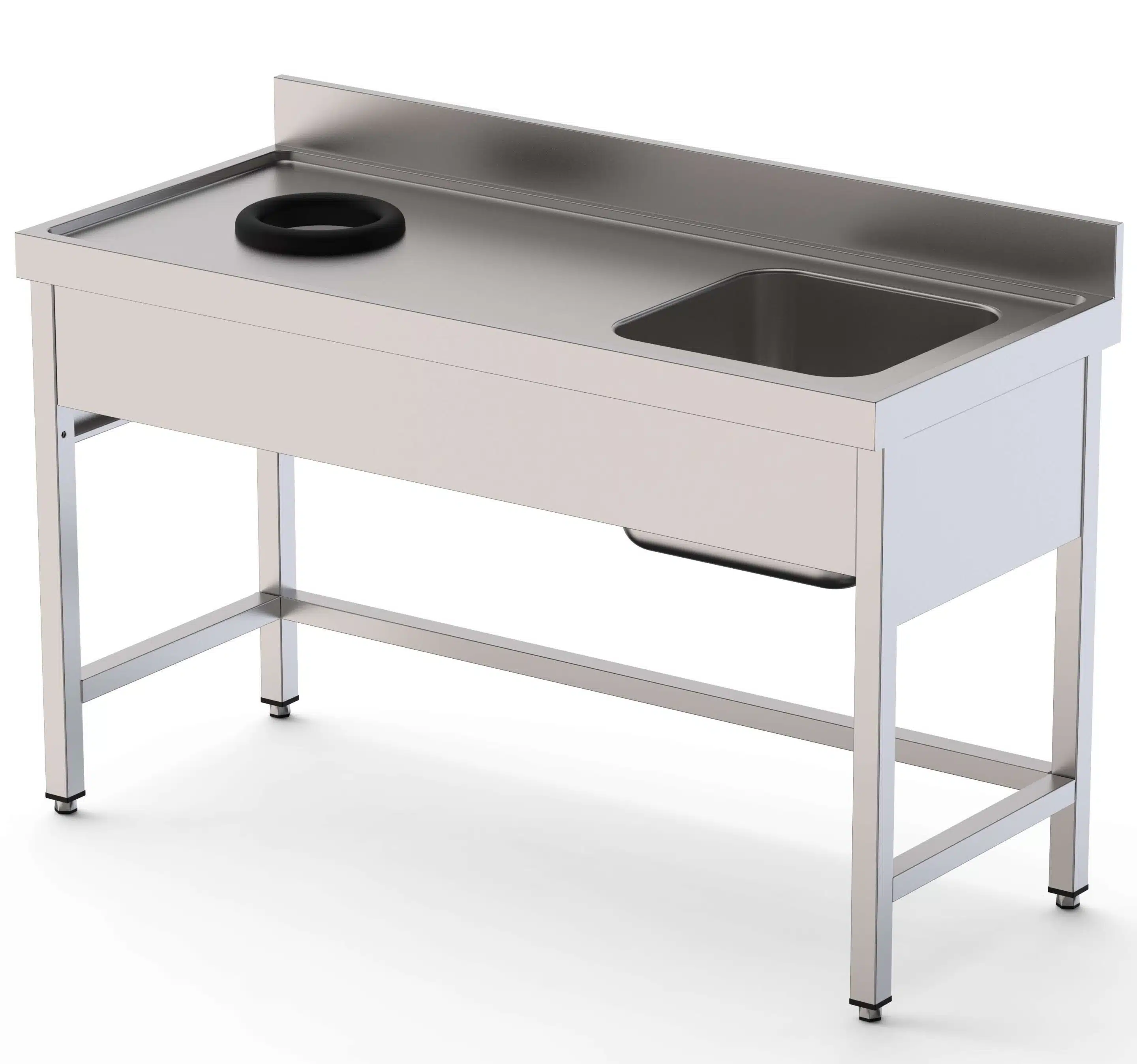 Fregadero Acero Inoxidable 1 Cuba Izquierda Con Aro Desbarazado Fondo 700 Con Mueble 1800x700x850h mm IS1718RWHS0