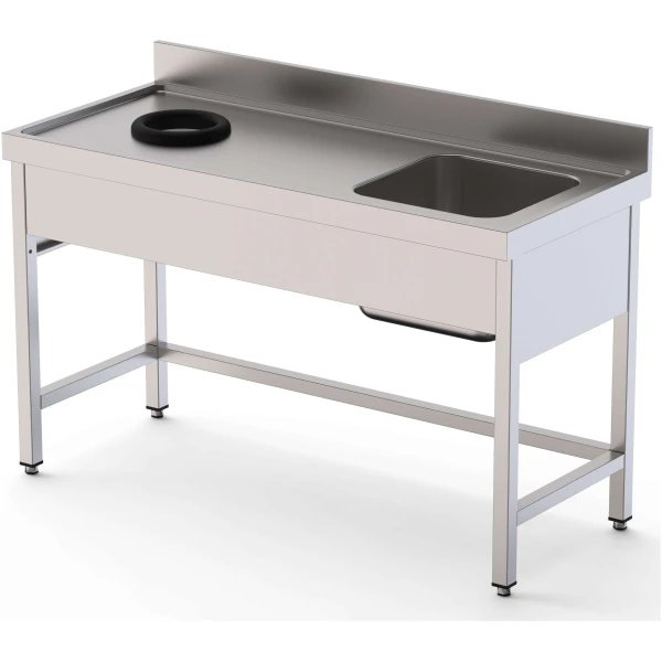 Fregadero Acero Inoxidable 1 Cuba Derecha Con Aro Desbarazado Fondo 700 Con Mueble 1800x700x850h mm IS1718LWHS0