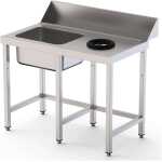 Mesa Acero Inoxidable Para Lavavajillas De Prelavado 1 Cubeta Sin Estante 1100x750x850h mm IS17511DWIN0S0
