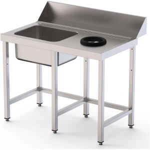 Mesa Acero Inoxidable Para Lavavajillas De Prelavado 1 Cubeta Sin Estante 1600x750x800h mm IS17516DWIN0S0