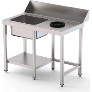 Mesa Acero Inoxidable Para Lavavajillas De Prelavado 1 Cubeta Con Estante 1600x750x800h mm IS17516DWIN0S1