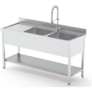 Estante Acero Inoxidable Para Fregadero Fondo 700 Longitud de Mesa 2200 mm ISA702200AS
