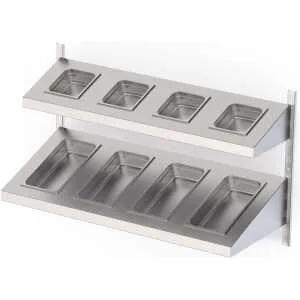 Estantería Mural Acero Inoxidable Con Estante Inclinado Cubeta GN Para Cremallera Mural Fondo 250 1000x250 mm AWSSS100250 -2