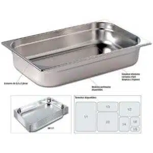 Cubetas Gastronorm Acero Inoxidable de GN1/3-100 PEKIN GNCH24 (ref.10582)