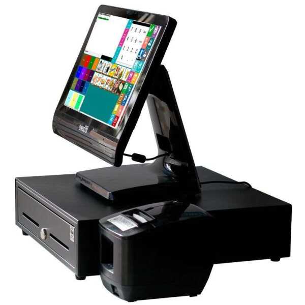 Sistema TPV Compacto Táctil resistiva: TPV Compacto+Cajón Portamonedas+Impresora de Tickets 58mm Versión Completa Comercio MC90+58C-C (4GB y 64 SSD)