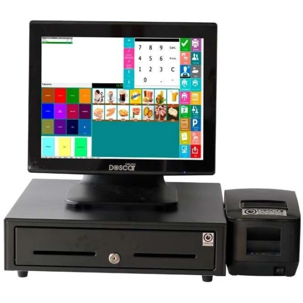 Sistema TPV Compacto Táctil capacitiva: TPV Compacto+Cajón Portamonedas+Impresora de Tickets 80mm Versión Básica Hostelería MC20080B-H