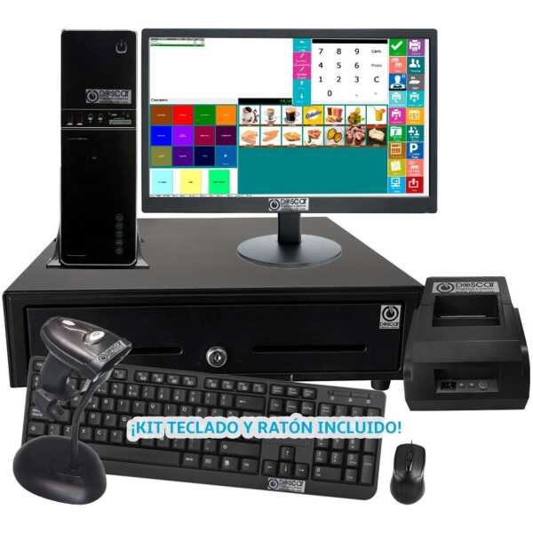 Sistema TPV Modular NO Táctil: TPV Modular+Cajón Portamonedas+Impresora de Tickets 80mm+Teclado+Ratón Versión Completa Hostelería MC5080C-H