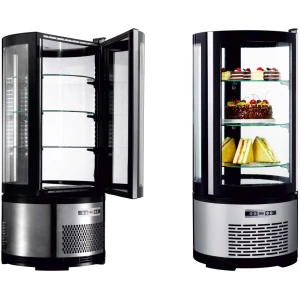 Vitrina refrigerada Redonda 105 Litros con 3 estantes de vidrio 480X480X1030h mm Línea Pekín XC105R