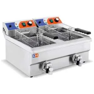 Freidora Eléctrica 12+12 litros CON Grifo de 686x530 x385h mm PEKIN EF-162V