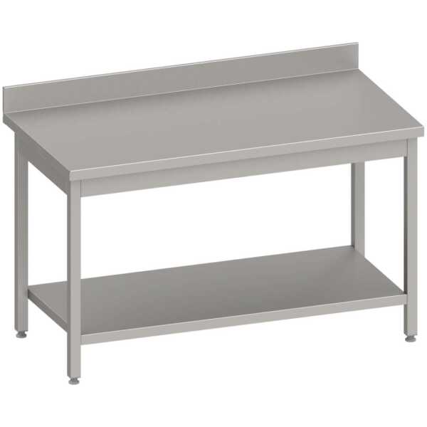 Mesa Mural acero inoxidable AISI 201 con estante 1500x700x850 mm MM157 Línea Varsovia (950047150)