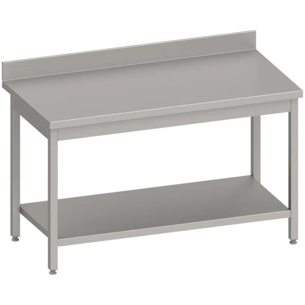 Mesa Mural acero inoxidable AISI 201 con estante 1500x700x850 mm MM157 Línea Varsovia (950047150)