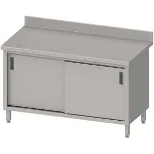 Mesa Mural acero inoxidable AISI 201 con puertas correderas 1400x700x850 mm MMPC147 Línea Varsovia (950187140)