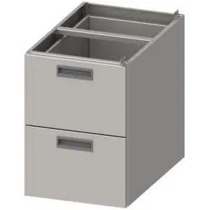 Módulo dos cajones acero inoxidable AISI 201 386x490x540 mm para mesas fondo 600 mm MCA602 Línea Varsovia