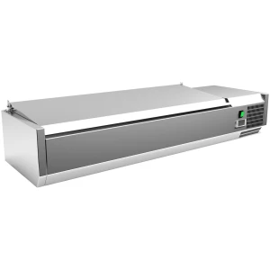 Vitrina 4 cubetas GN1/3 + 1 cubeta GN1/2 con TAPA de 1400 x395 x270h mm PEKIN VRX1400380SL